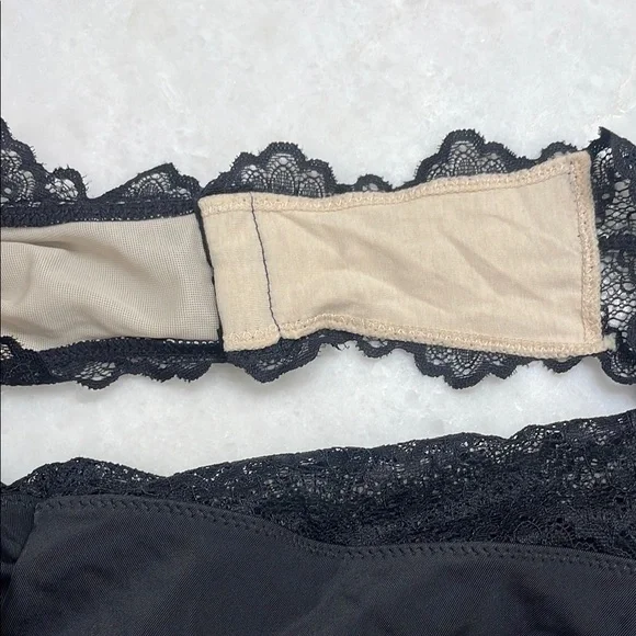 Chic Black and Cream Lace Bodysuit with Adjustable Straps - Picture 7 of 9